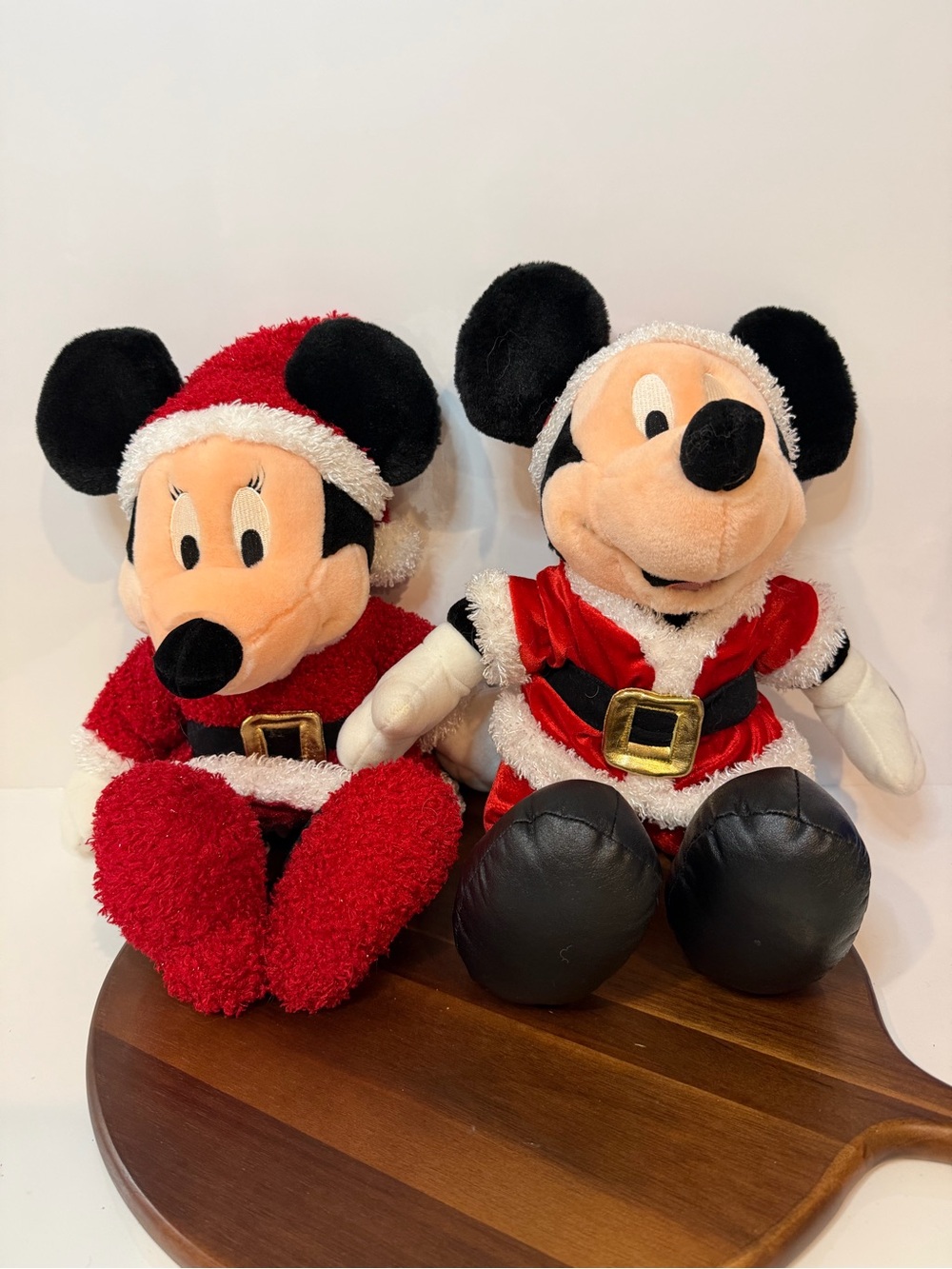 Disney Store Vintage Holiday Santa Mickey and Minnie Mouse Plush Set 15 Inch